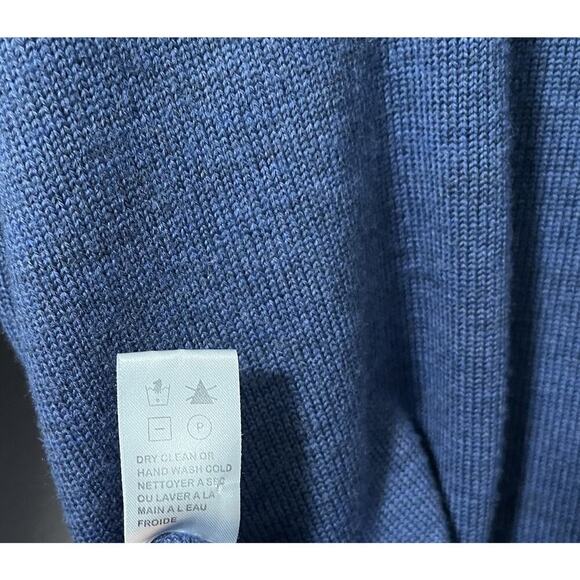 Viyella London Mens 100% Merino Wool 1/4 Zip Sweater Size L Blue Classic Preppy - Picture 7 of 7